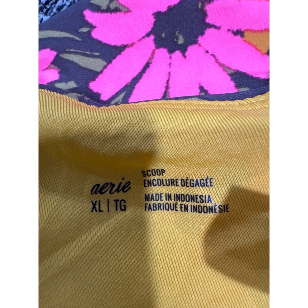Aerie Women XL Retro Floral Scoop Bikini Top Pink Orange Brown 2309-215 NWT - Picture 8 of 12